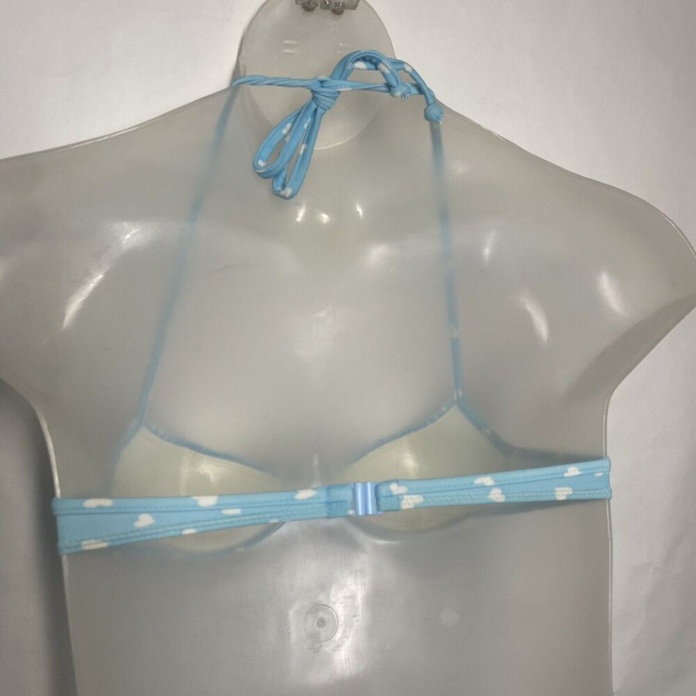 Agua Doce Bikini Brazilian 2-pc Women S Blue White Hearts Pink Bow Pleats Cheeky - Picture 8 of 12